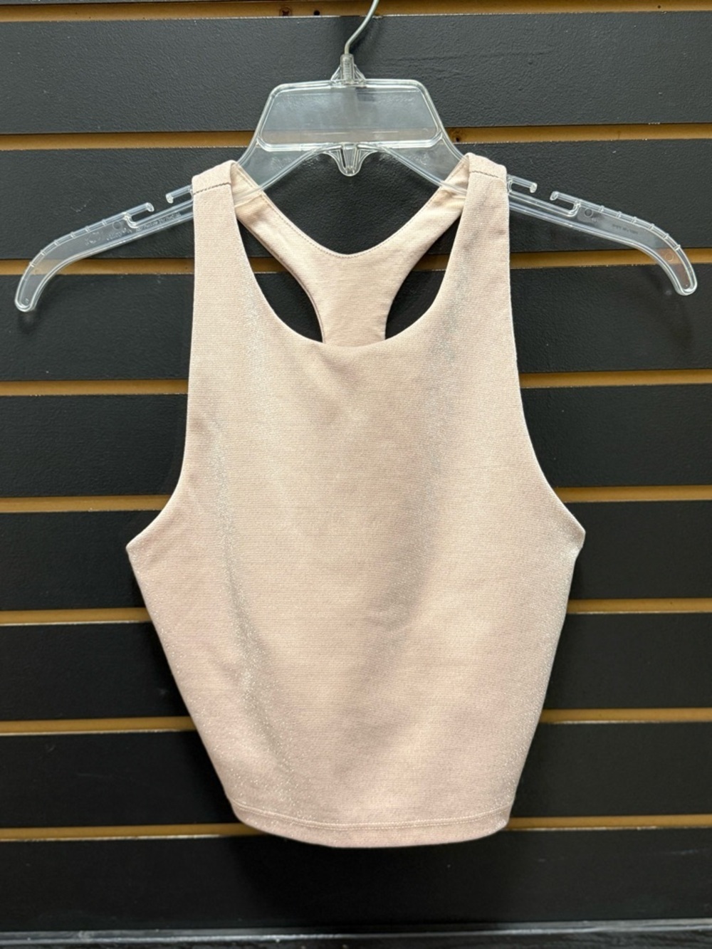 Sage Collective Blush Metallic Racerback Crop Tank XS Shimmer Activewear